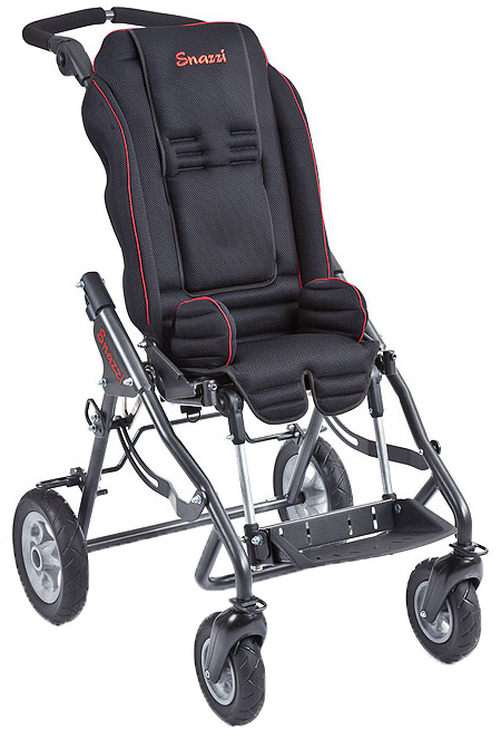 Snazzi Pushchair in Black with Red Piping